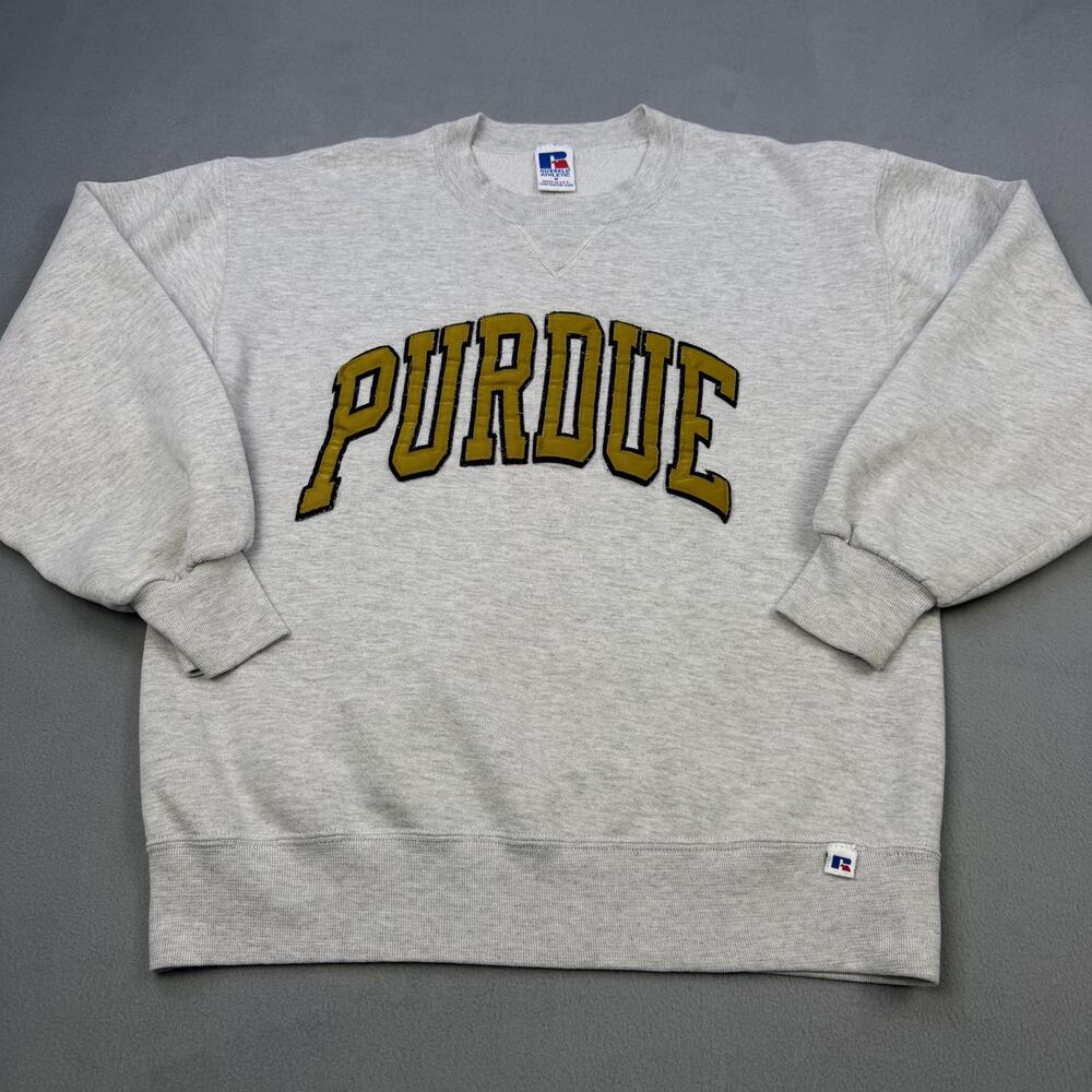 Vintage Purdue Boilermakers Sweatshirt Mens Medium Gray Russell Athletic 90s USA
